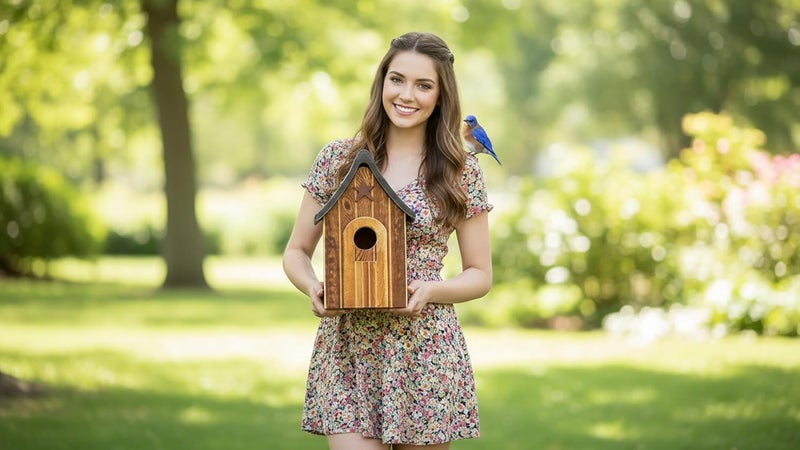CEDAR ALPHA Water Proof Bluebird Bird Houses for Outside, 1.5" Entrance with Landing Perch Guard, Rustic Patriot Style, Squirrel Proof Composite Material Bird House for Outdoor, HDPE Roof 10 Years Weatherable - Image 4